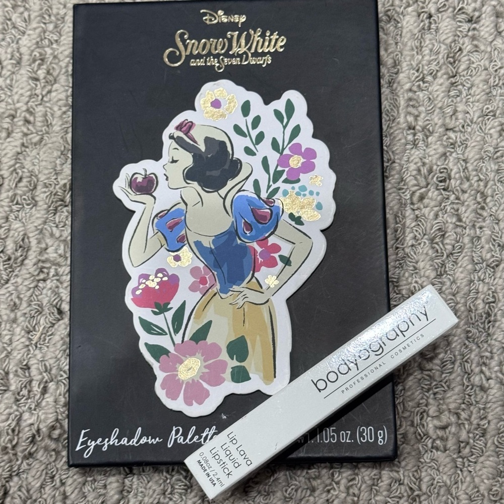 Bundle- Disney Snow White eyeshadow palette with bodyography lipstick
